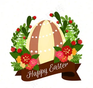 复活节彩蛋和花卉