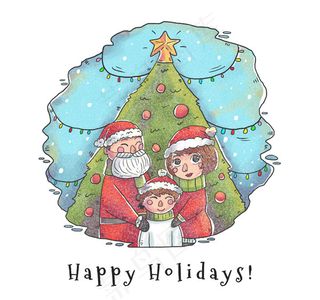 圣诞节三口之家