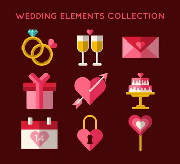 扁平化婚礼物品