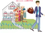 韩国风格欢乐家庭_8ai矢量模版下载