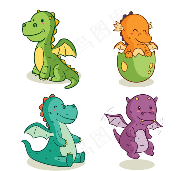 可爱彩色龙设计