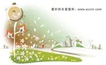 韩国矢量手绘风景插画_13cdr矢量模版下载