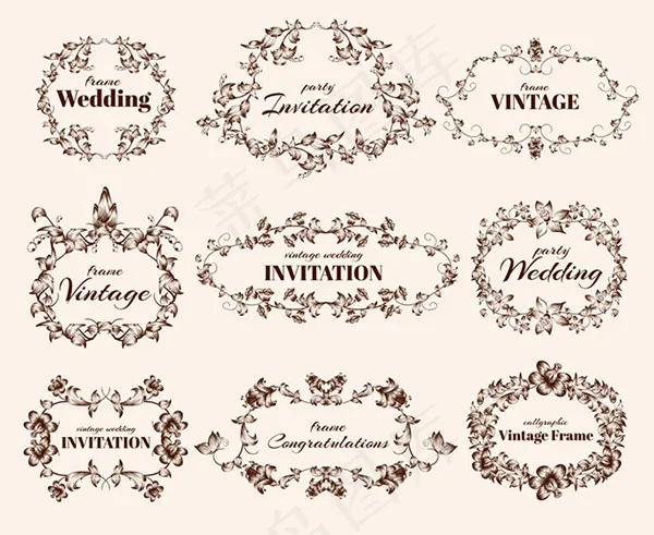 植物花纹花边eps,ai矢量模版下载