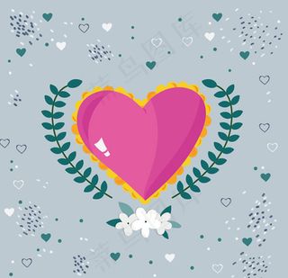 粉色爱心和树枝