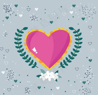 粉色爱心和树枝