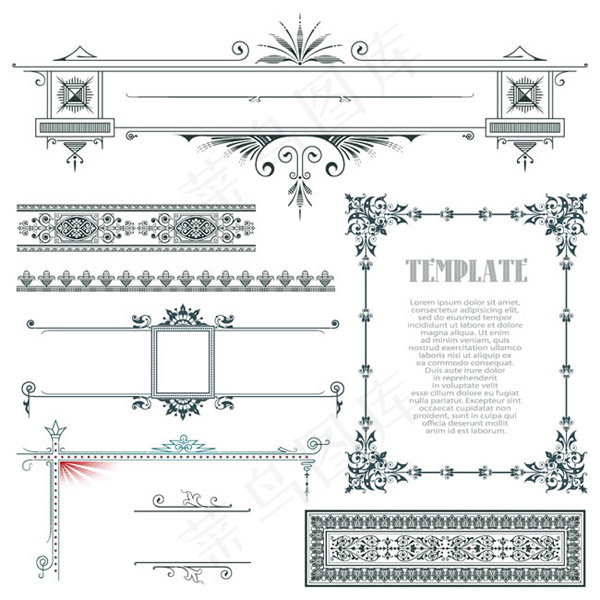欧式风格花纹边框eps,ai矢量模版下载