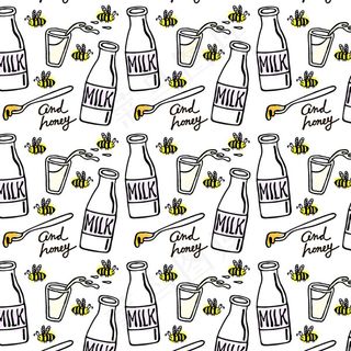 牛奶和蜜蜂背景