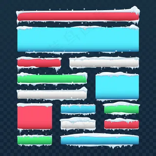 冬季雪堆装饰标签,免抠元素