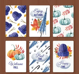 蓝色系秋季卡片
