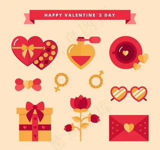 金色装饰情人节元素