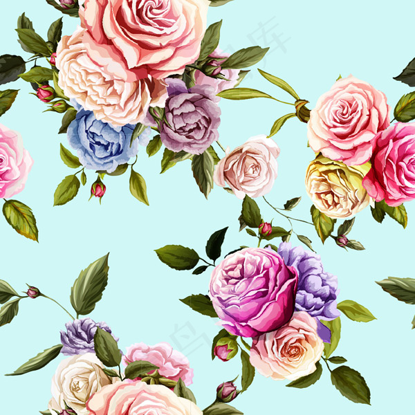 手绘多彩花卉背景