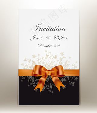 蝴蝶结请柬贺卡