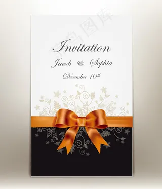 蝴蝶结请柬贺卡