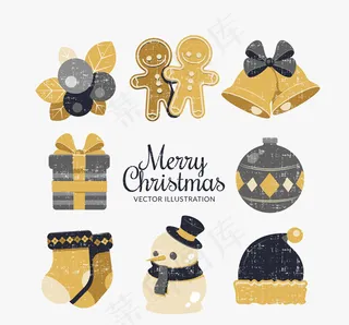 做旧效果圣诞节元素