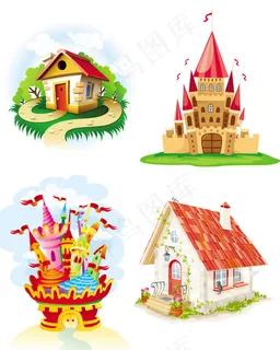 卡通城堡与房子