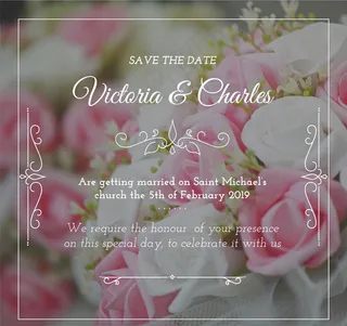 玫瑰花束婚礼邀请卡