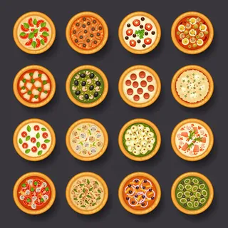 披萨俯视图矢量