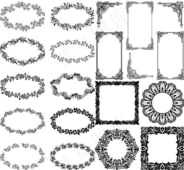 欧式花纹花边ai矢量模版下载