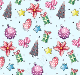 圣诞元素无缝背景