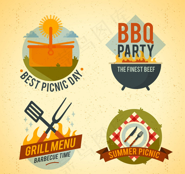 烧烤派对野餐标签