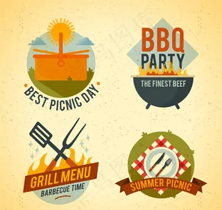 烧烤派对野餐标签