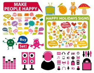 可爱风格图标,免抠元素