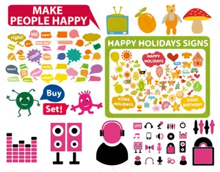 可爱风格图标,免抠元素