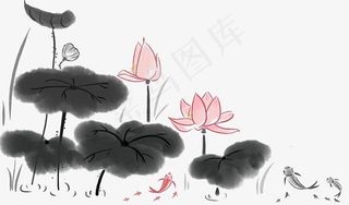 水墨中国画荷花