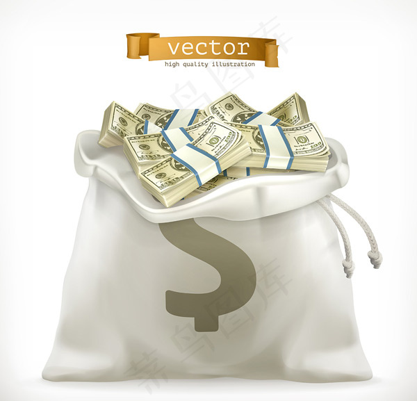 布袋里的美金eps,ai矢量模版下载