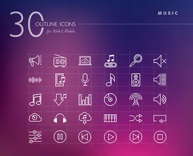 线性音乐图标,免抠元素