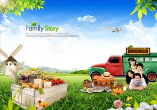 出游玩的全家人