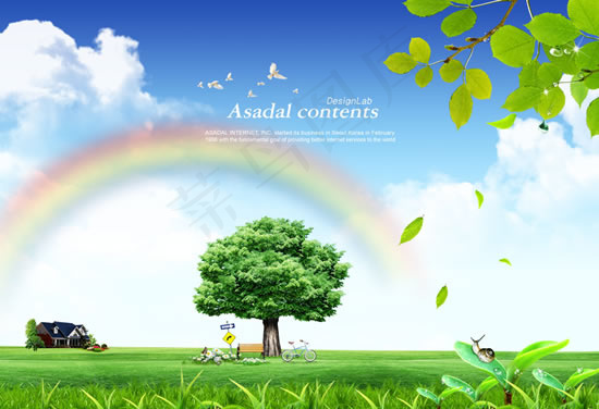 七色彩虹春天风景