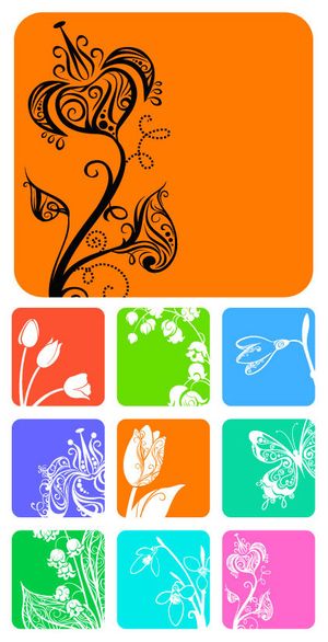 小花朵花纹剪影