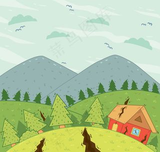 创意地震灾害插画