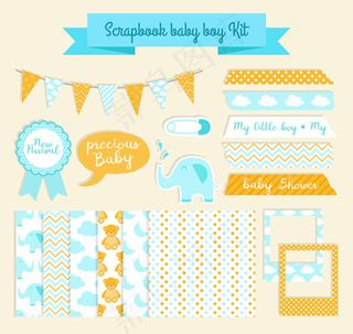 婴儿剪贴簿元素