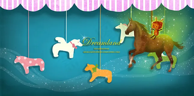 骑旋转木马的方盒小人