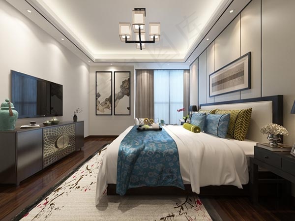 新中式卧室模型
