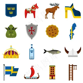 瑞典旅游图标,免抠元素