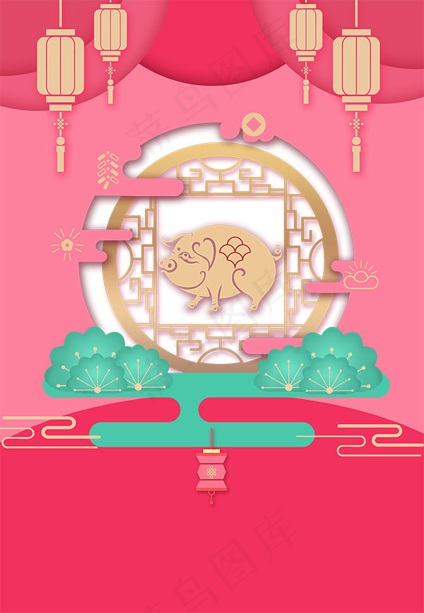 2019年猪年快乐psd模版下载