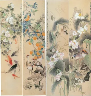 花鸟四条屏 花鸟四条屏