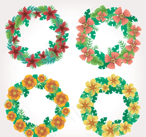 彩色花环矢量ai矢量模版下载