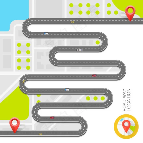 道路和地标信息图eps,ai矢量模版下载