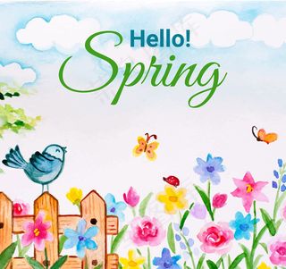 彩绘春季花园风景