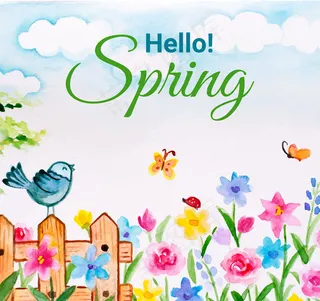 彩绘春季花园风景