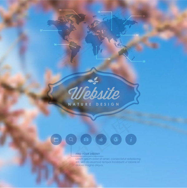 春季模糊花枝背景eps,ai矢量模版下载