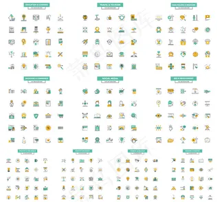 时尚彩色图标,免抠元素