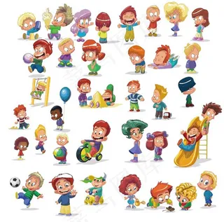 嬉戏儿童矢量