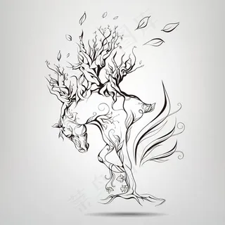 抽象手绘马图案,背景元素 抽象手绘马图案,背景元素