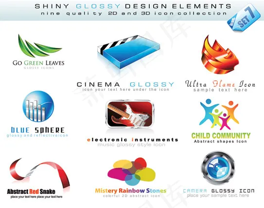 3D风格logo模板eps,ai矢量模版下载