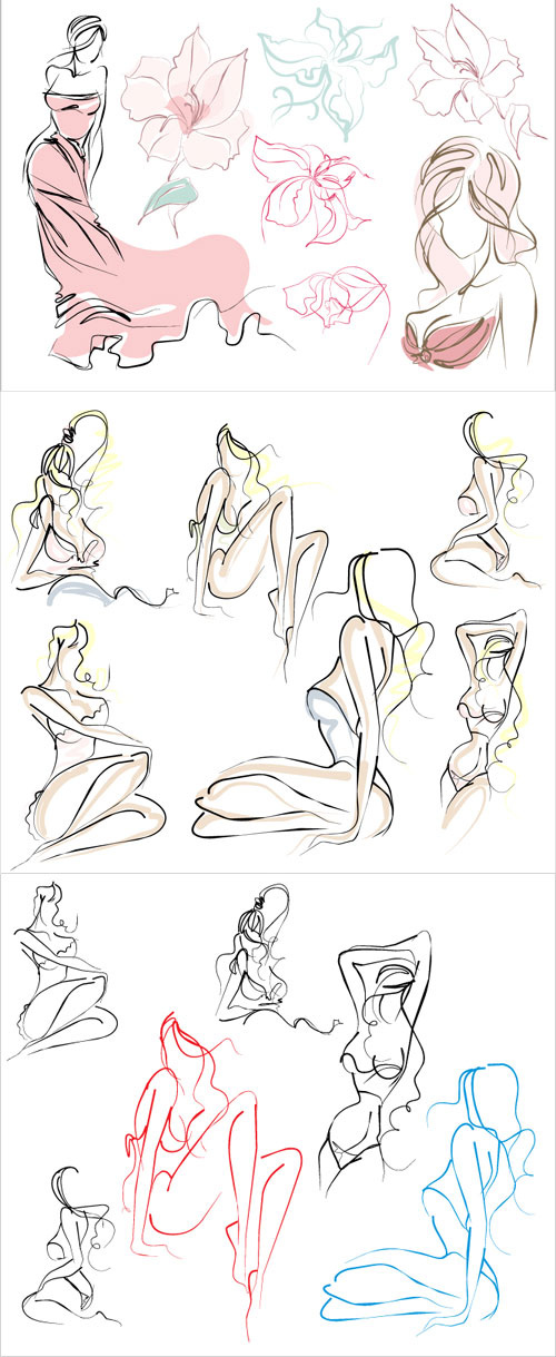 手绘女孩矢量eps,ai矢量模版下载